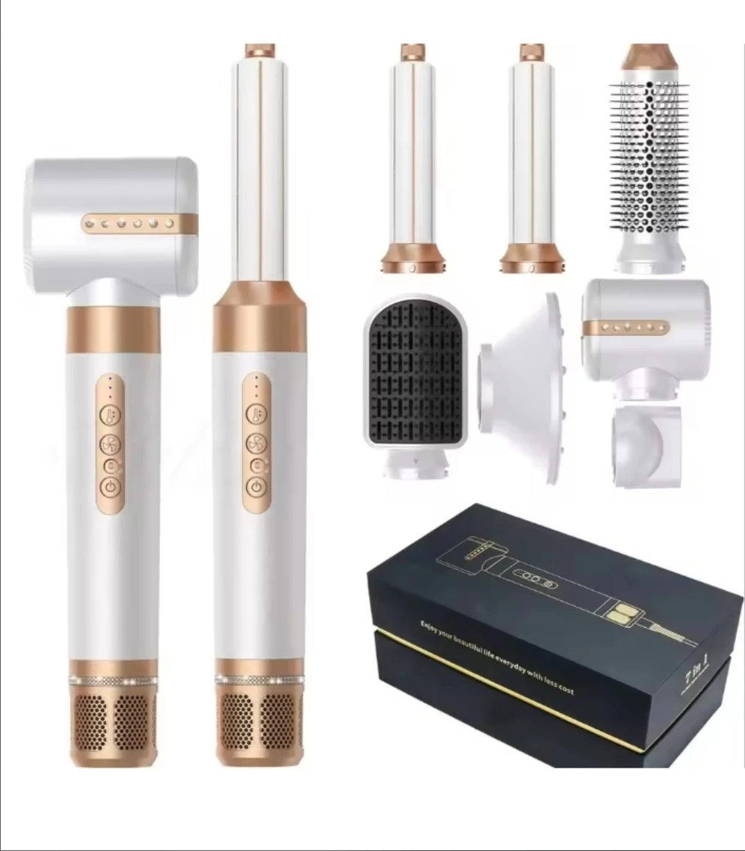 

Hair Dryer Brush 7 in 1, High Speed Negative Ion Hair Dryer, Curling Iron Hair Straightener Round Brush Blow Dryer Magic Styler