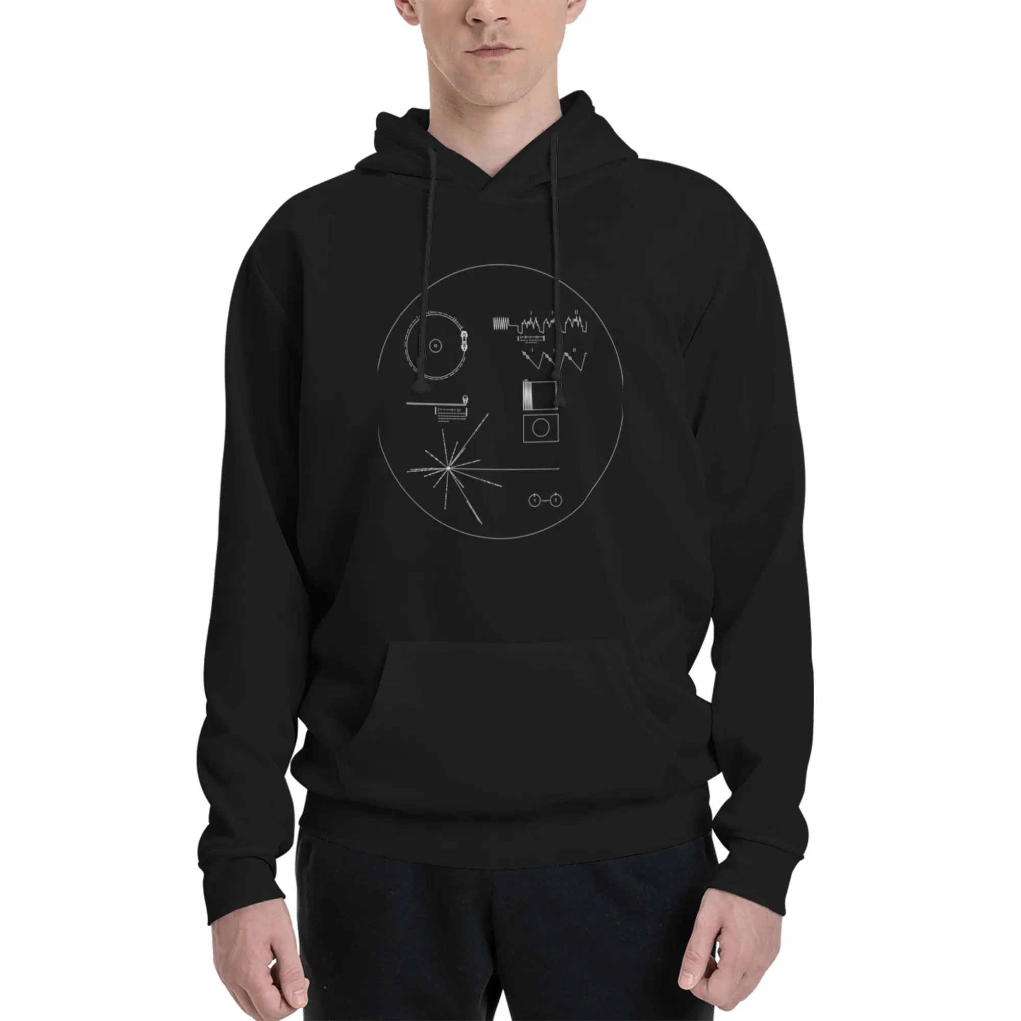 The Voyager Golden Record Double-Sided Printing Hoodie Winter Layering  Thick Hoodie