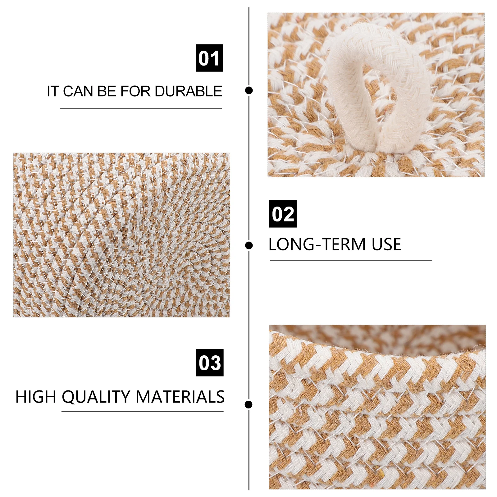 

1pc Storage Basket With Cover Woven Cotton Rope Bin Large Capacity For Home Bedroom Bathroom Decorative Organizer Sundry Basket