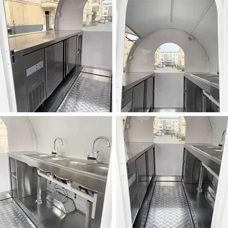 Electric Mobile Food Truck Trailer, Mobile Kitchen, Hot Dog Pizza Food Cart for Supermarket，Customized