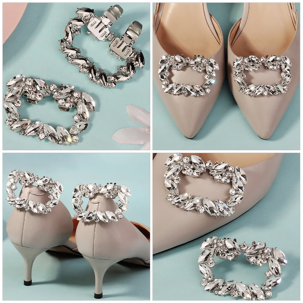 

Rhinestone Shoe Clips Wedding Bridal Charms Women'S High Heel Buckles Zinc Alloyshoe Decorations Clips Embellishments For