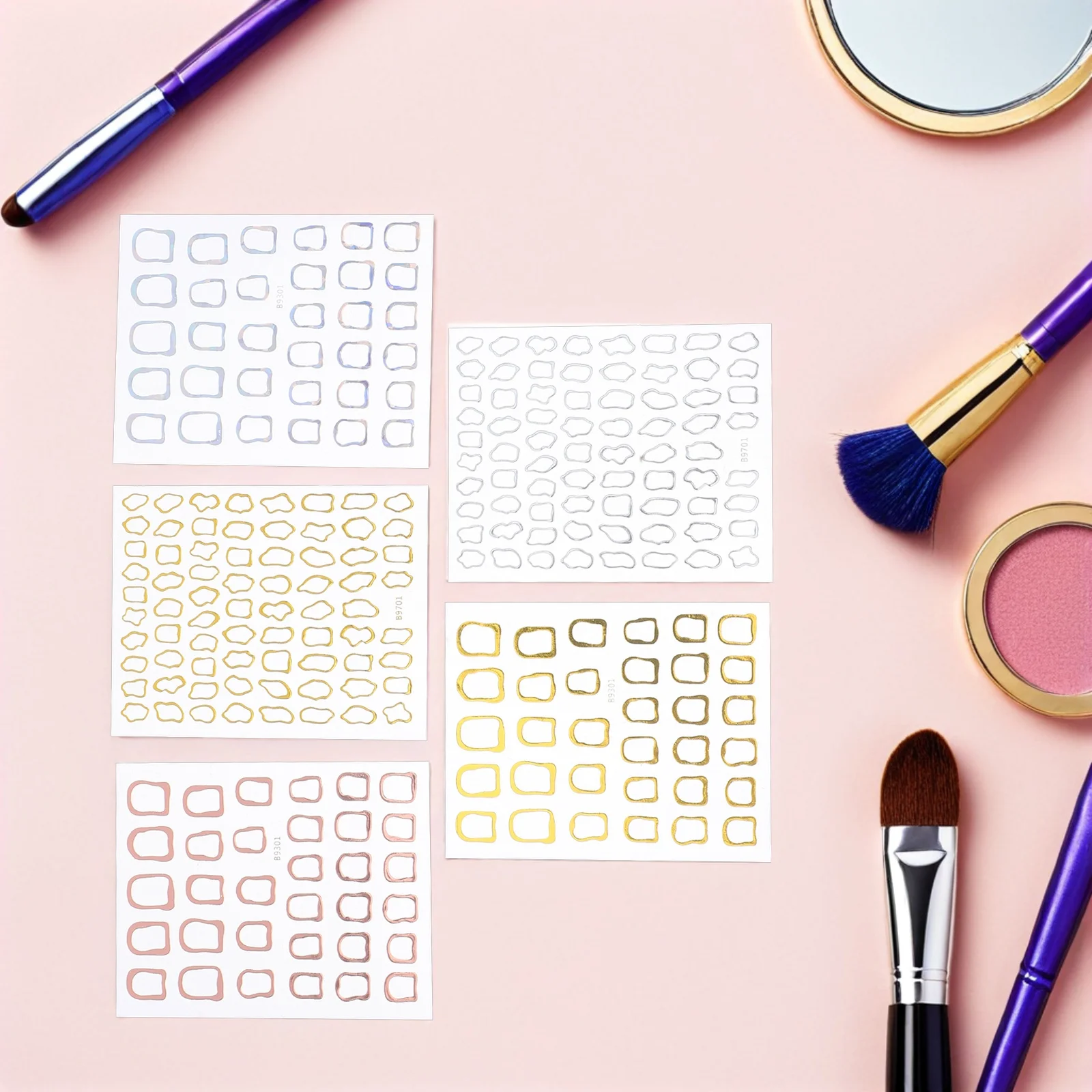 

10 листов металлические наклейки для дизайна ногтей самоклеящиеся золотые 3D геометрические рамки полые наклейки для ногтей DIY маникюрные аксессуары Декор