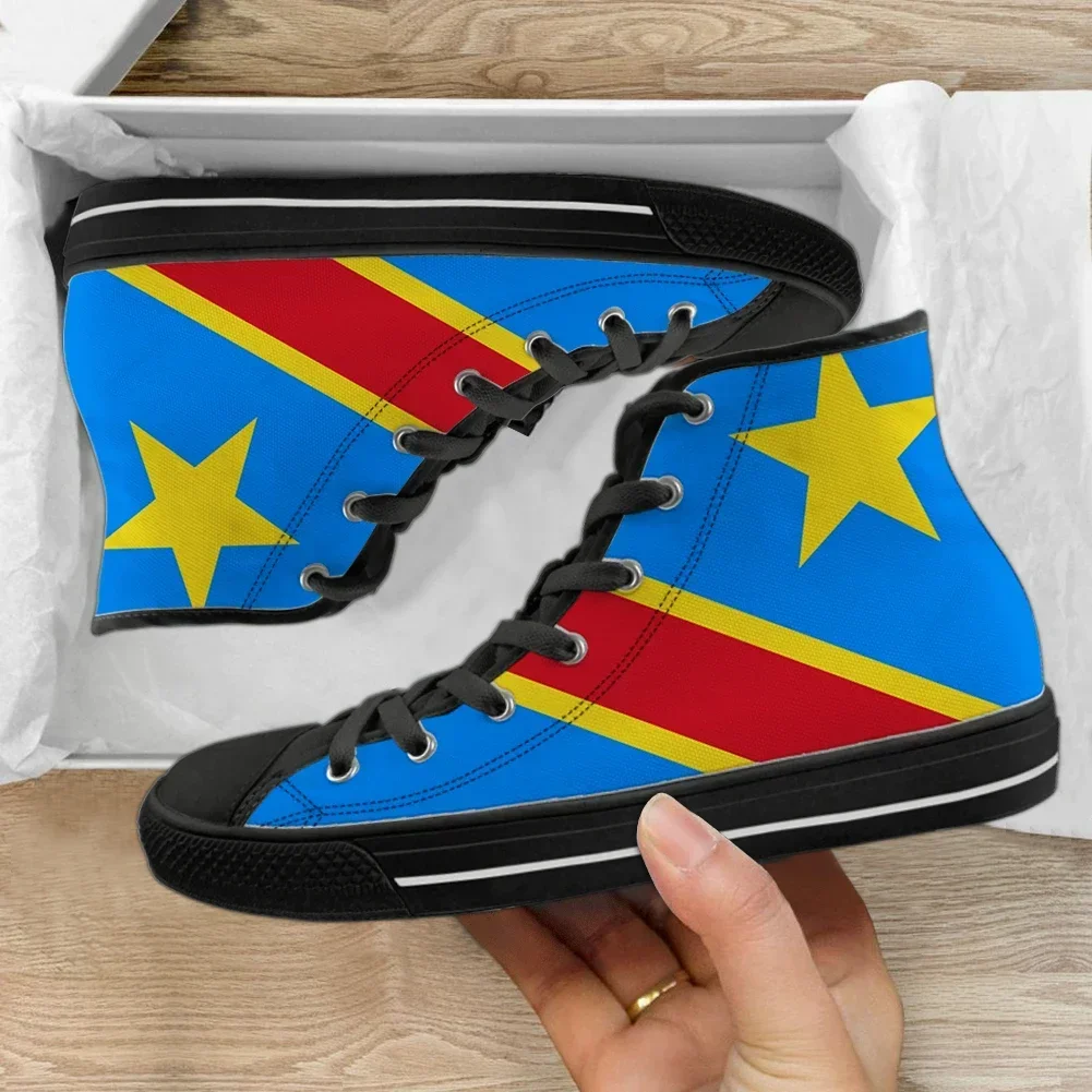 

Мужские высокие кеды из канваса с дизайном флага Республики Конго, на шнуровке, вулканизированные кроссовки, Zapatillas Mujer
