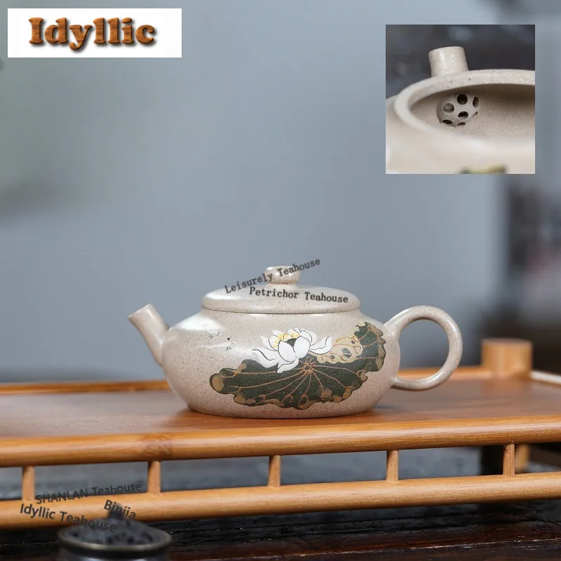 

150ml Retro Yixing Purple Clay Teapots Master Handmade Lotus Flower Pot Raw Ore White Segment Mud Tea Maker Kettle Zisha Tea Set