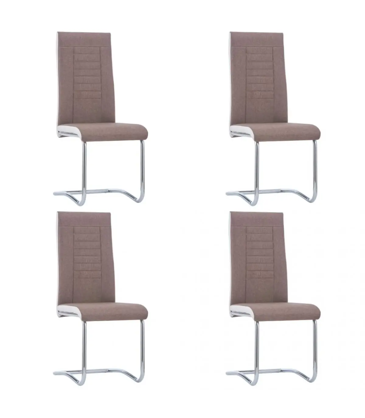 Brown Fabric 4 PCs cantilever dining chairs dining chairs