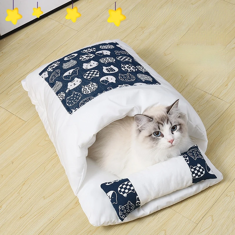 

Japanese Cat Sleeping Bag Cat Semi-enclosed Nest Keeps Warm Cat House In Winter Cat Bed Mats Supplies Pet Products