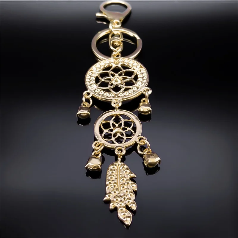 Fashion Sparkling Crystal Dreamcatcher Feather Tassel Key Chain Alloy Rhinestone Dream Catcher Key Ring Car Bag Accessory Jewelr