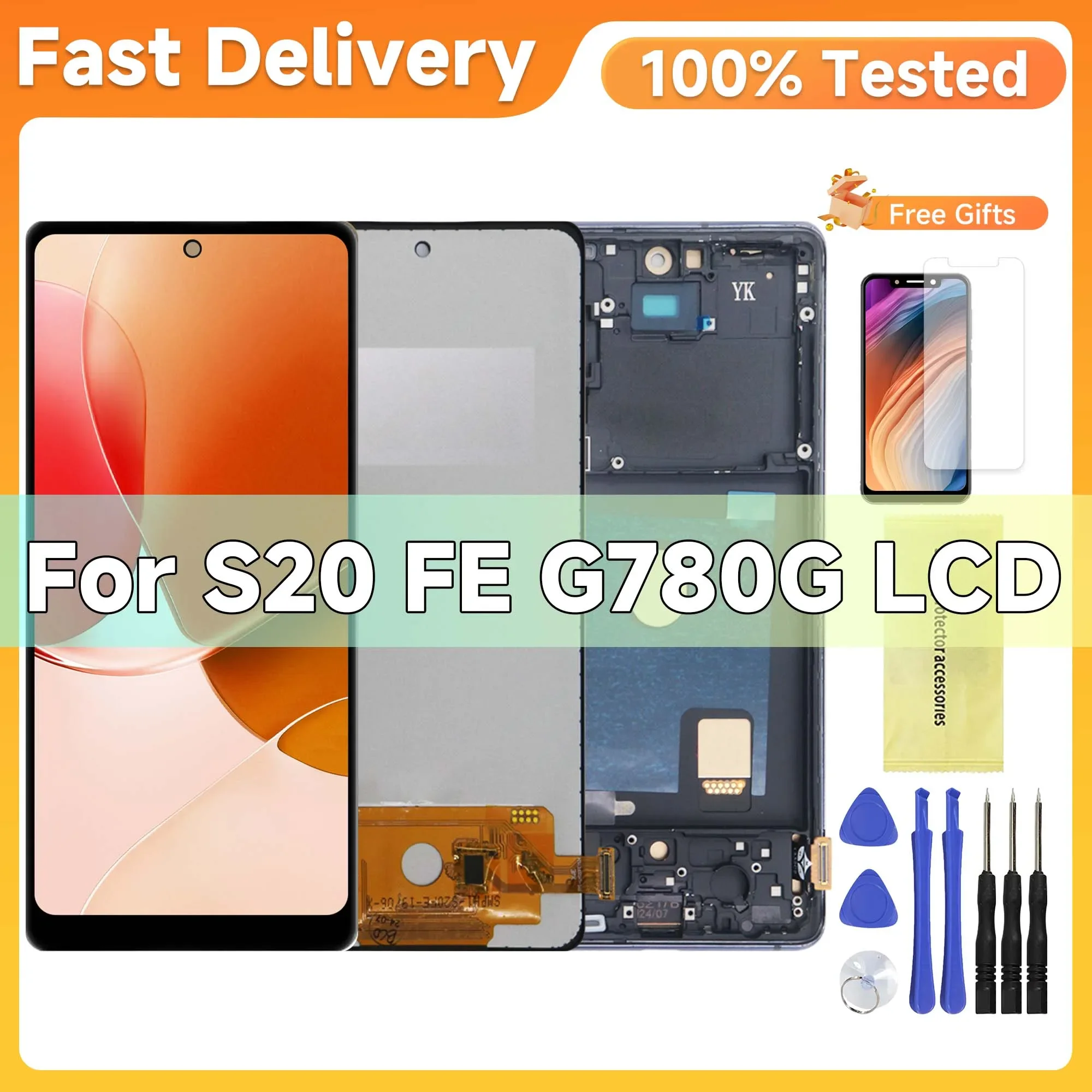 

Tested TFT LCD For Samsung Galaxy S20 FE With Frame, LCD For Samsung S20FE G781B G780 Display Touch Digitizer Replacement Screen