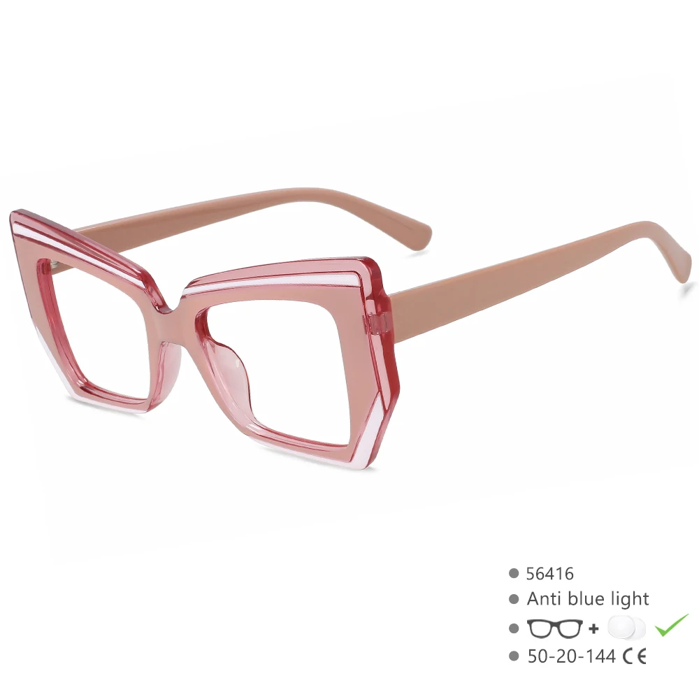 56416 Damen-Luxus-Designer-Brille mit Farbnähten für Damen, Anti-Blaulicht-blockierendes Brillengestell, optischer Rahmen