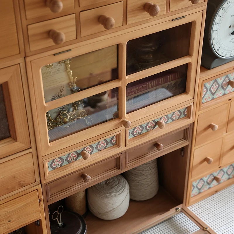 

Furniture for small-sized apartments door cabinet locker perfume cosmetics retro desktop wooden storage box