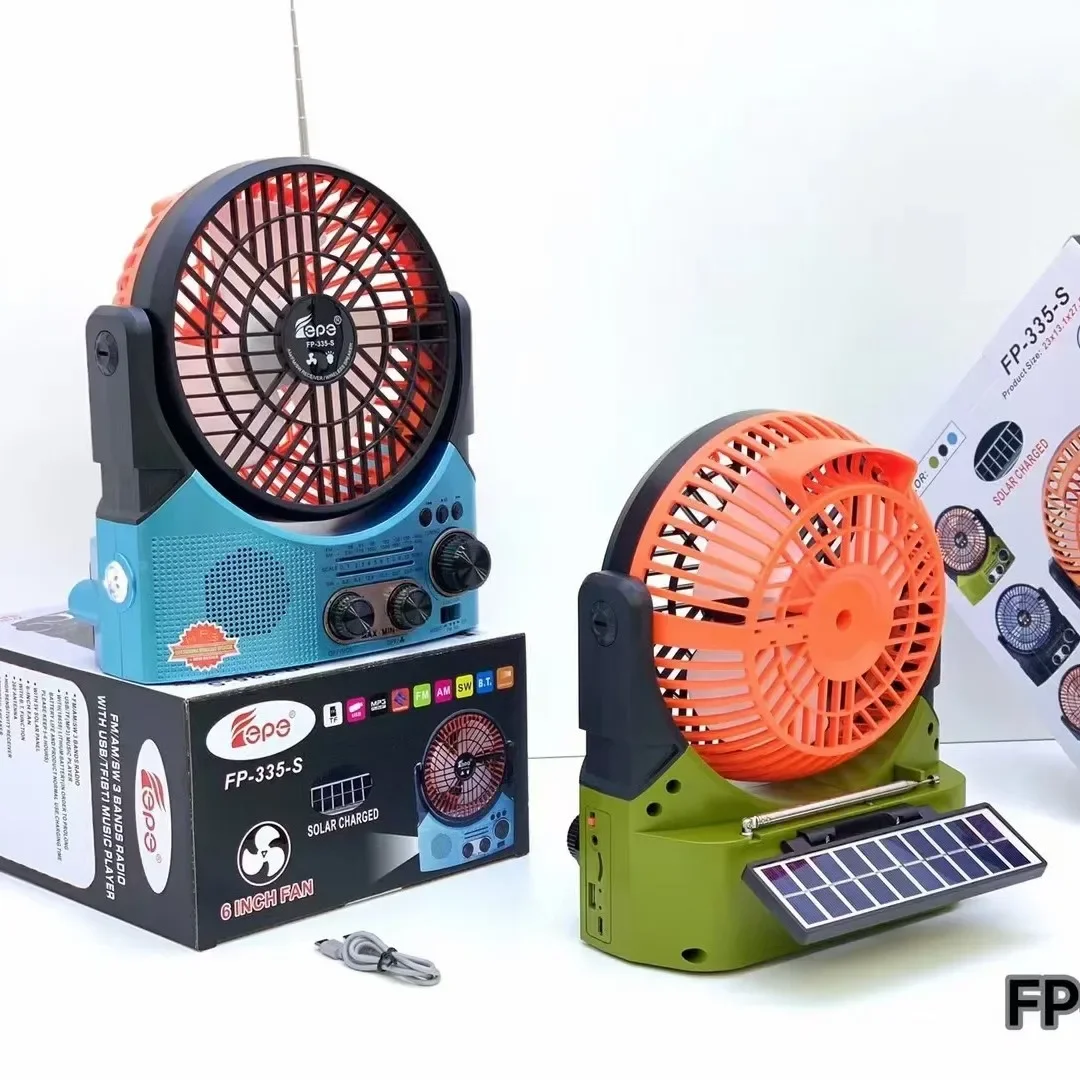 Outdoor solar charging panel fan lighting bluetooth big stereo radio