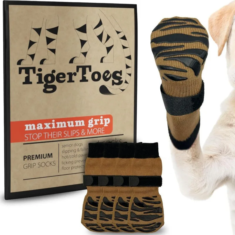 

Non-Slip Dog Socks with Reflective Strips & Anti-Lick Strap - Paw Protection for Indoor/Outdoor Pets