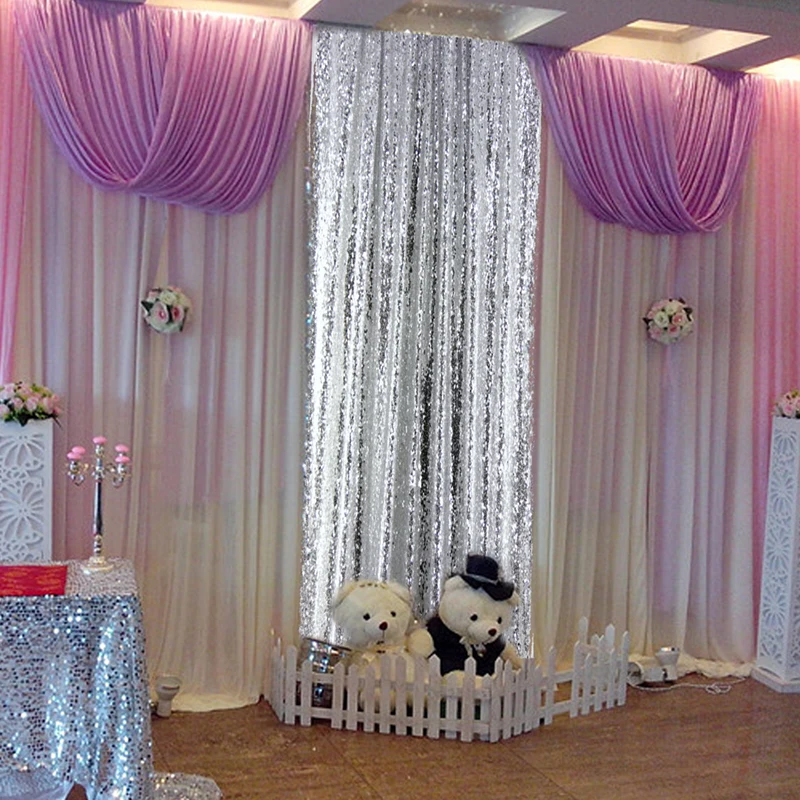 Gold Rose Sequin Backdrop Curtain Panels Stage Baby Shower Wedding Birthday reception Party Photo Booth Background Drapes image 2