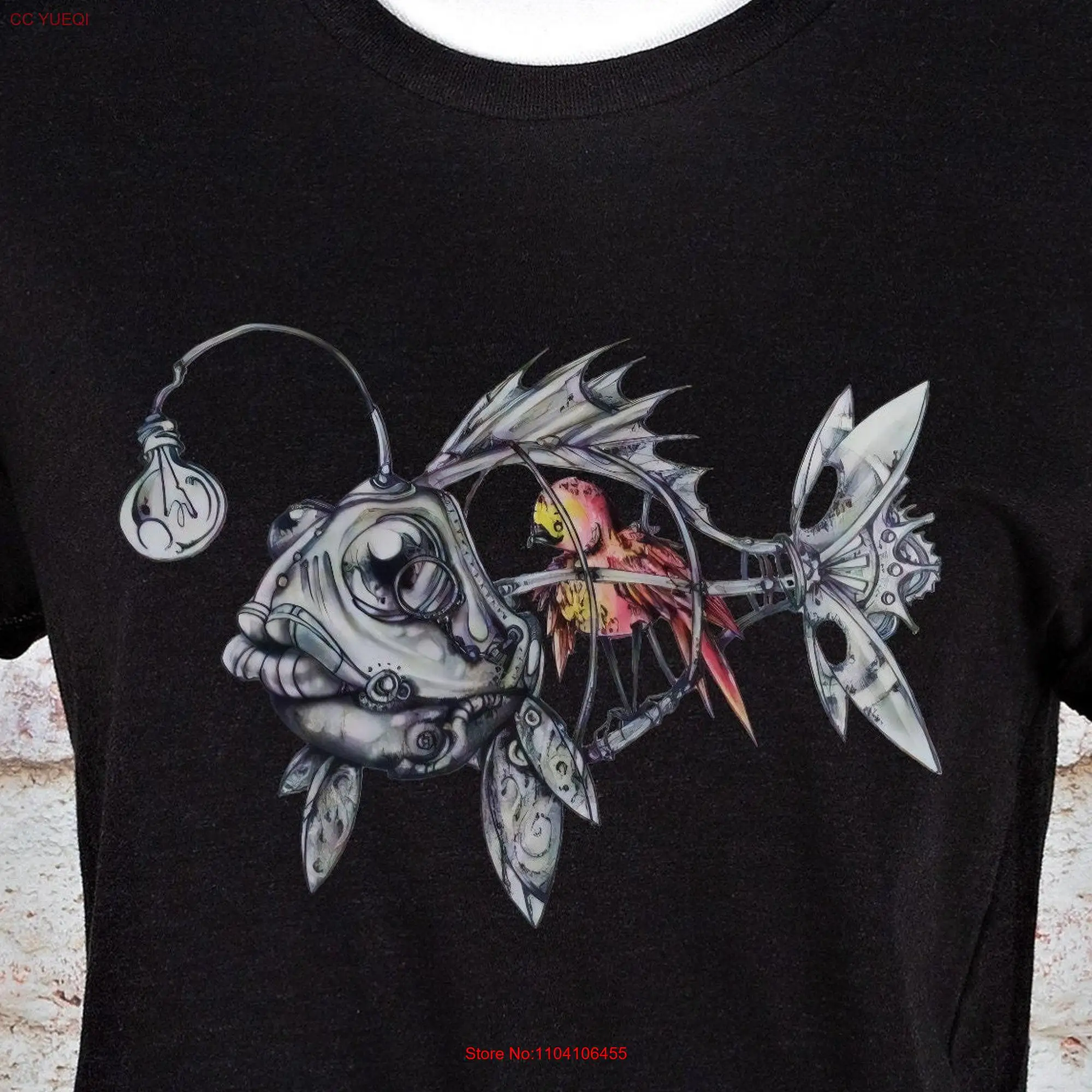 Weird Bird Inside A Fish Cage T Shirt Creepy Cute Weirdcore Gothic Clothes Dark Cottagecore Alternative Clothing UNISEX 2XL