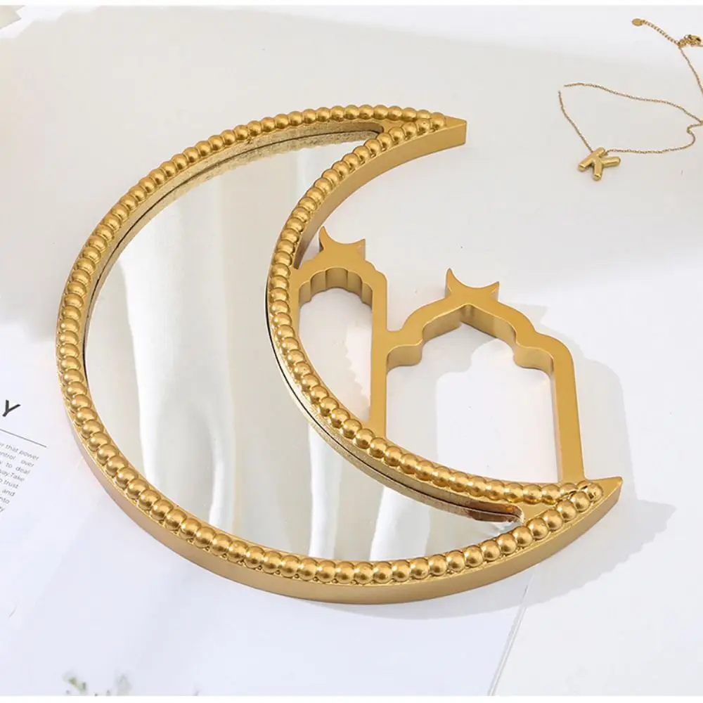 

Elegant Moon Food Serving Tray Gold Color Moon Shaped Ramadan Decorative Tray Decorative Hollow Design Islamic Serving Plate