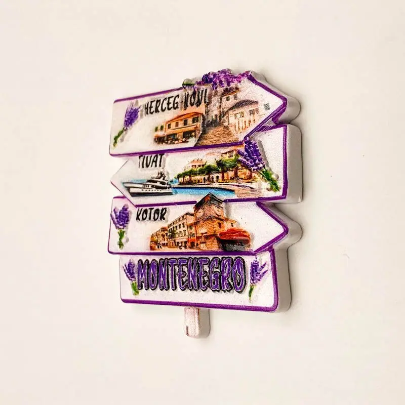 Montenegro Tourist Souvenir Refrigerator Magnet Unique Gift Personalized Creative Street Sign 3D Landscape Decoration Gift
