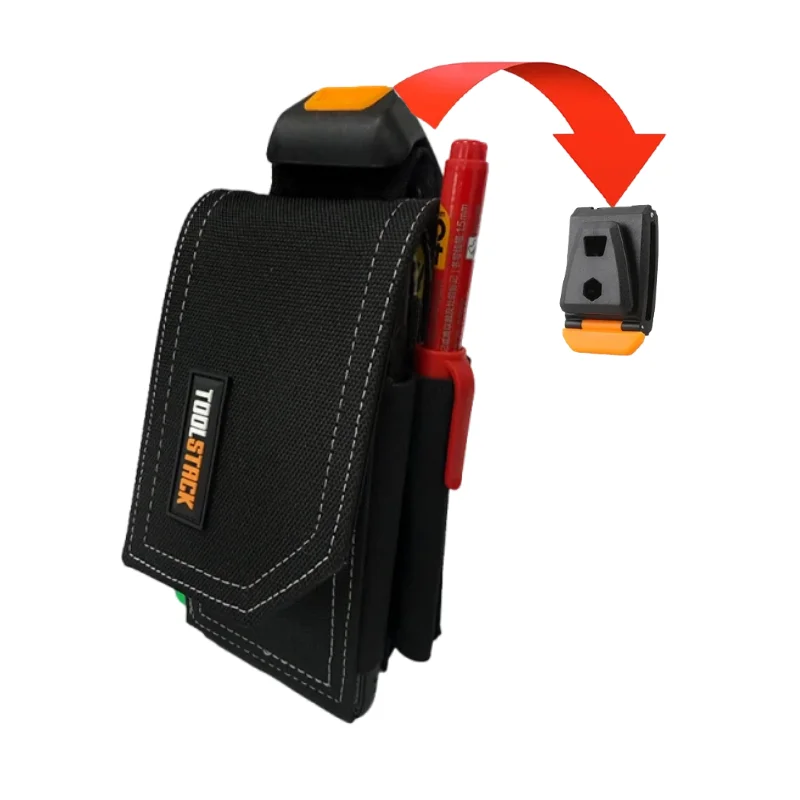 TOOLSTACK Multifunctional Quick Hang Phone Pocket Wear Resistant Belt Clip Cell Phone Pouch Heavy Duty Work Belt Phone Holder view 2
