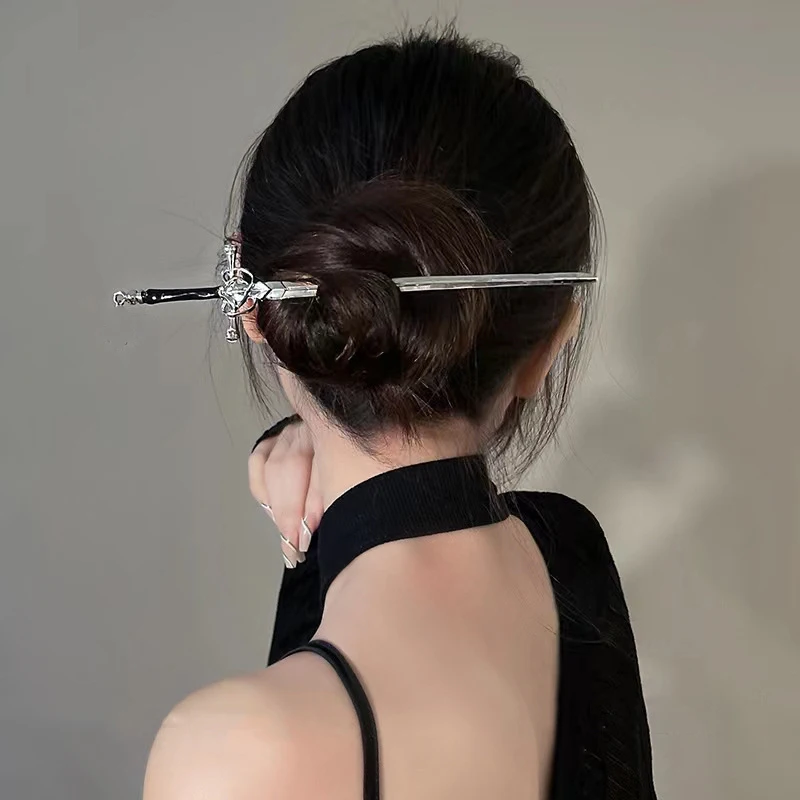 New Punk Metal Sword Hairpin Chinese Style Simple Hair Sticks for Women Diy Hairstyle Design Tools Accessories Dropshipping image 4