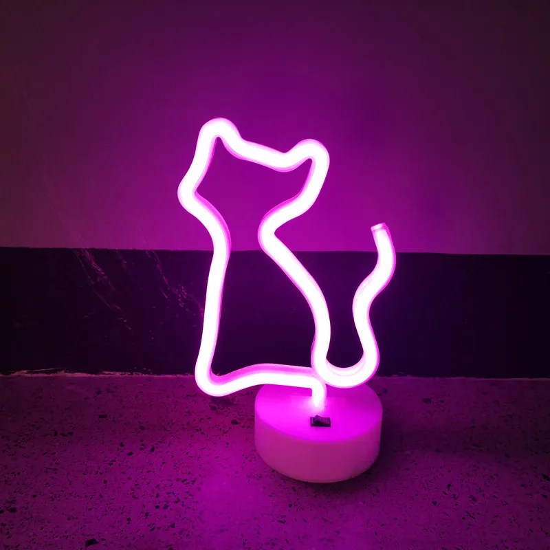 Cute Cat LED Neon Light Festival Decoration Luminous Neon Lamp Bedroom Living Room Party Home Decor Night Lamp