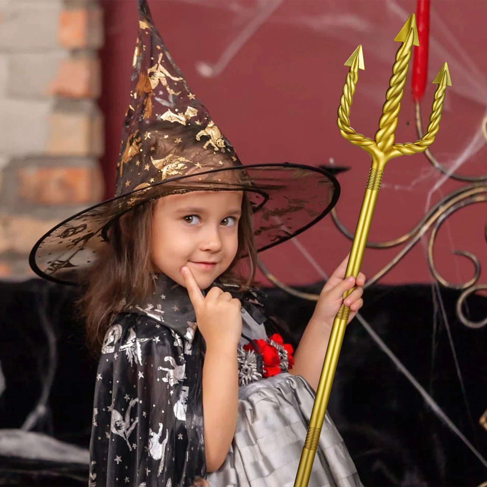 

Trident Prop Style Lightweight Plastic Halloween Cosplay Stage Props Demon Pitch Fork Fork Party Accessories Child