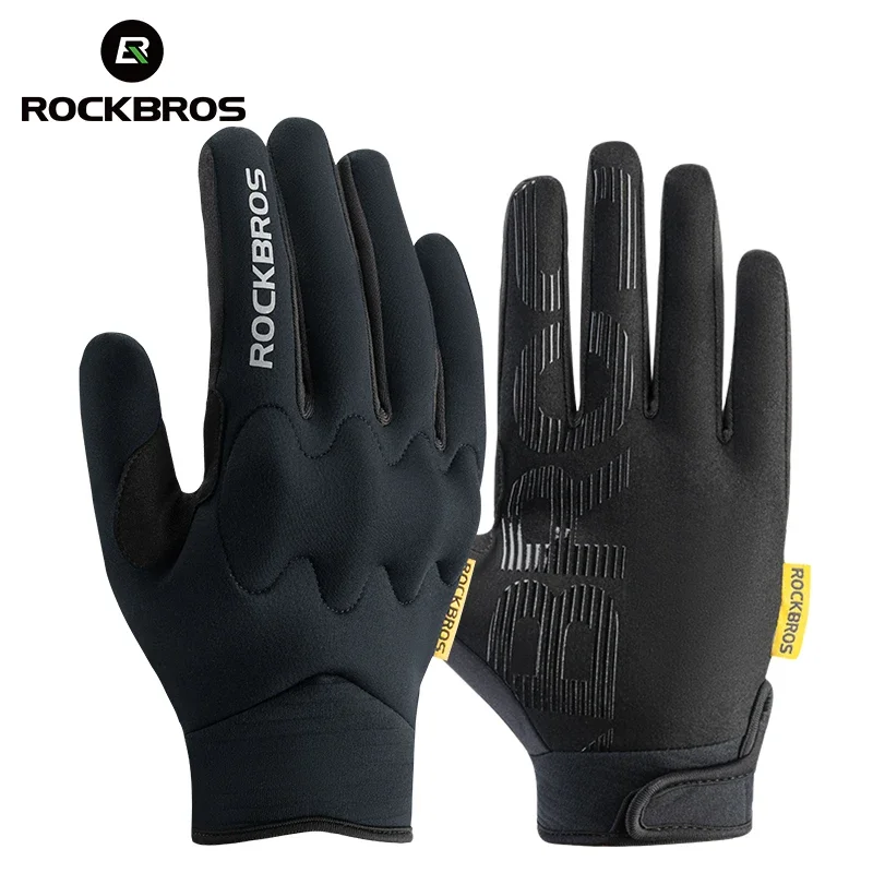ROCKBROS Guanti invernali antivento Guanti da ciclismo touch screen Guanti da trekking per moto sportivi caldi antiscivolo con dita intere