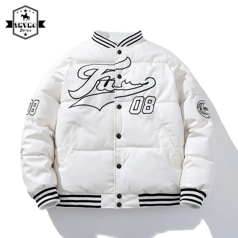 Winter PU Leather Baseball Jacket Men Women Patchwork Letter Embroidery Racing Motorcycle Coats Men Autumn Casual Loose Outwear