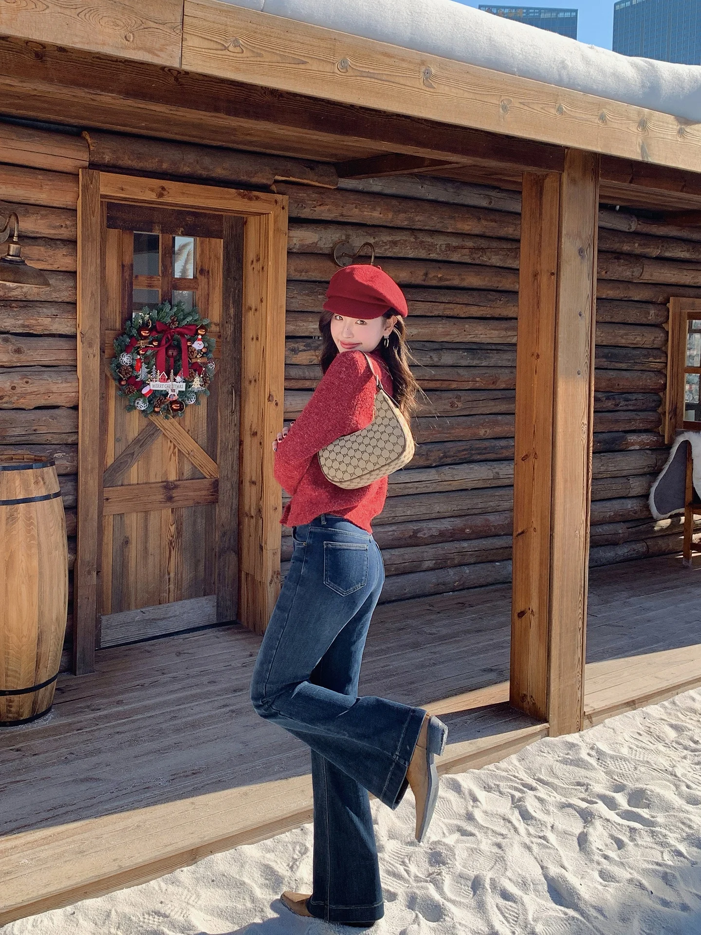 

Темно-синие облегающие джинсы Bell Bot на подкладке Fce, женские драпированные брюки с высокой талией, осень-зима, джинсовые брюки Faion для поездок на работу