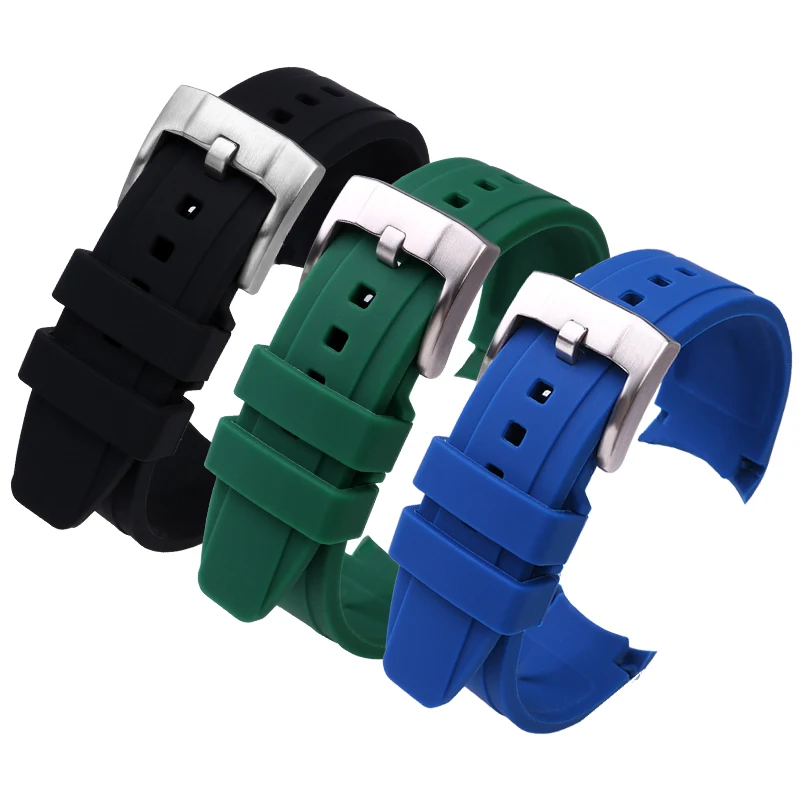 

20mm 22mm Arc Silicone Watchband Fits Tissot Seiko Mi-do Long-ines Water Ghost Rubber Green Blue Strap Watch Accessories