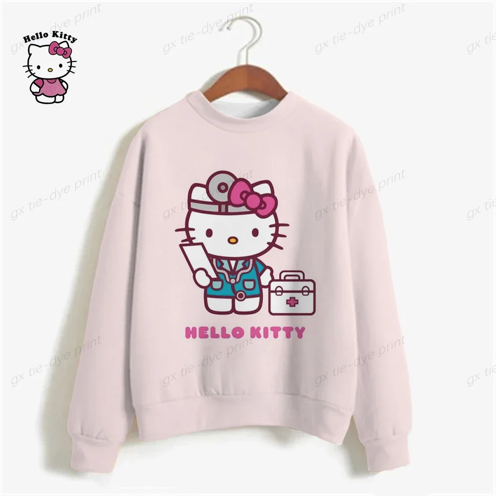 Vintage HELLO KITTY Print Crewneck Pullovers Harajuku Hoodie Women Fall Sweatshirt kawaii HELLO KITTY Sweatshirts