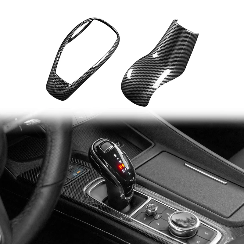 Car Carbon Fiber Gear Shift Knob Head Cover Sticker Trim For Cadillac CT5/XT5/CT6/XT6 2020 2021 Shift Knob Cover Trim