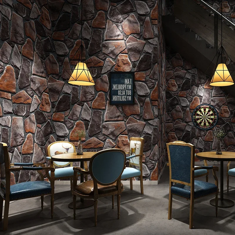 3D 3D retro stone stone marble industrial wind wallpaper antique Restaurant Bar barber shop Hotel wallpaper