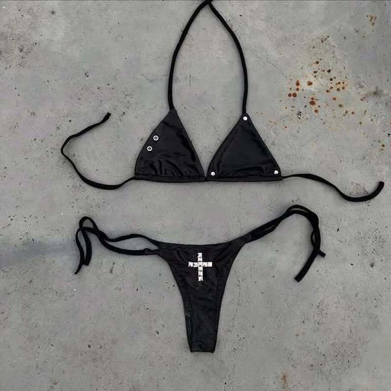

Y2k Aesthetic Summer Women's Clothing New Style Pure Desire Sexy Hot Diamond Bikini Slim Fit Stacked Beach Swimsuit