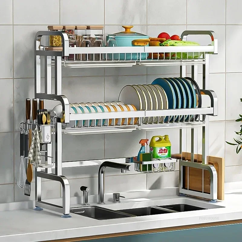 

Long - lasting 304 Stainless Steel Dish Drainer for Kitchen Sink Home Multifunctional Dish Knife Spoon Rack Set Organizer