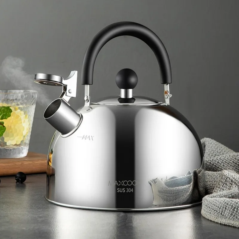 304 Stainless Steel Whistle Kettle 1.5-5L Multiple Sizes Large Capacity Sounding Kettle for Induction Stove Kitchen Supplies