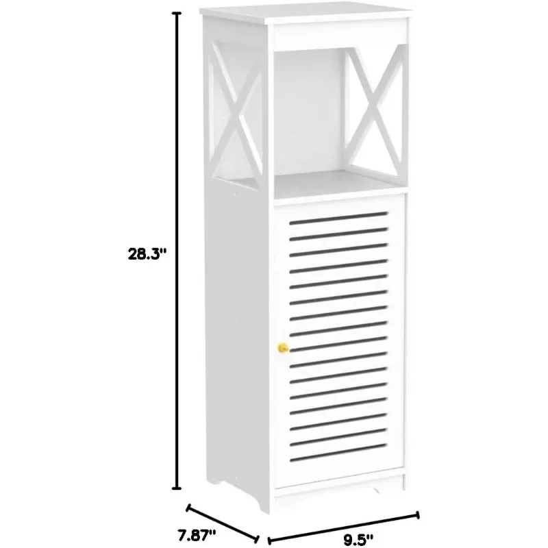 Waterproof Bathroom Cabinets,White Bathroom Storage Shelf Organizer Cupboard with Daily Use Layer and 1 Cupboard Door (XX)