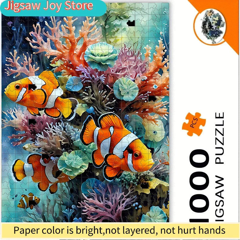 

500pcs/1000pcs Nemo & Coral Reef Fish Puzzle Suitable for Adults - Challenging Brain Teaser, Color-Coded Marine Life Matching