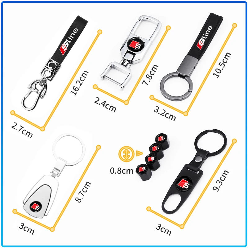 1Pcs Car Emblem Badge Keychain Metal Leather Key Ring Key Chain For Audi A4 A3 A5 A6 A7 A8 Q3 Q5 Q7 Q8 B5 B6 B7 B8 B9 Q7 8P 8V