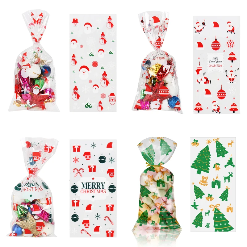 50 stücke Frohe Weihnachten Süßigkeiten Tasche Weihnachts baum Keks Keks Paket Tasche Weihnachts