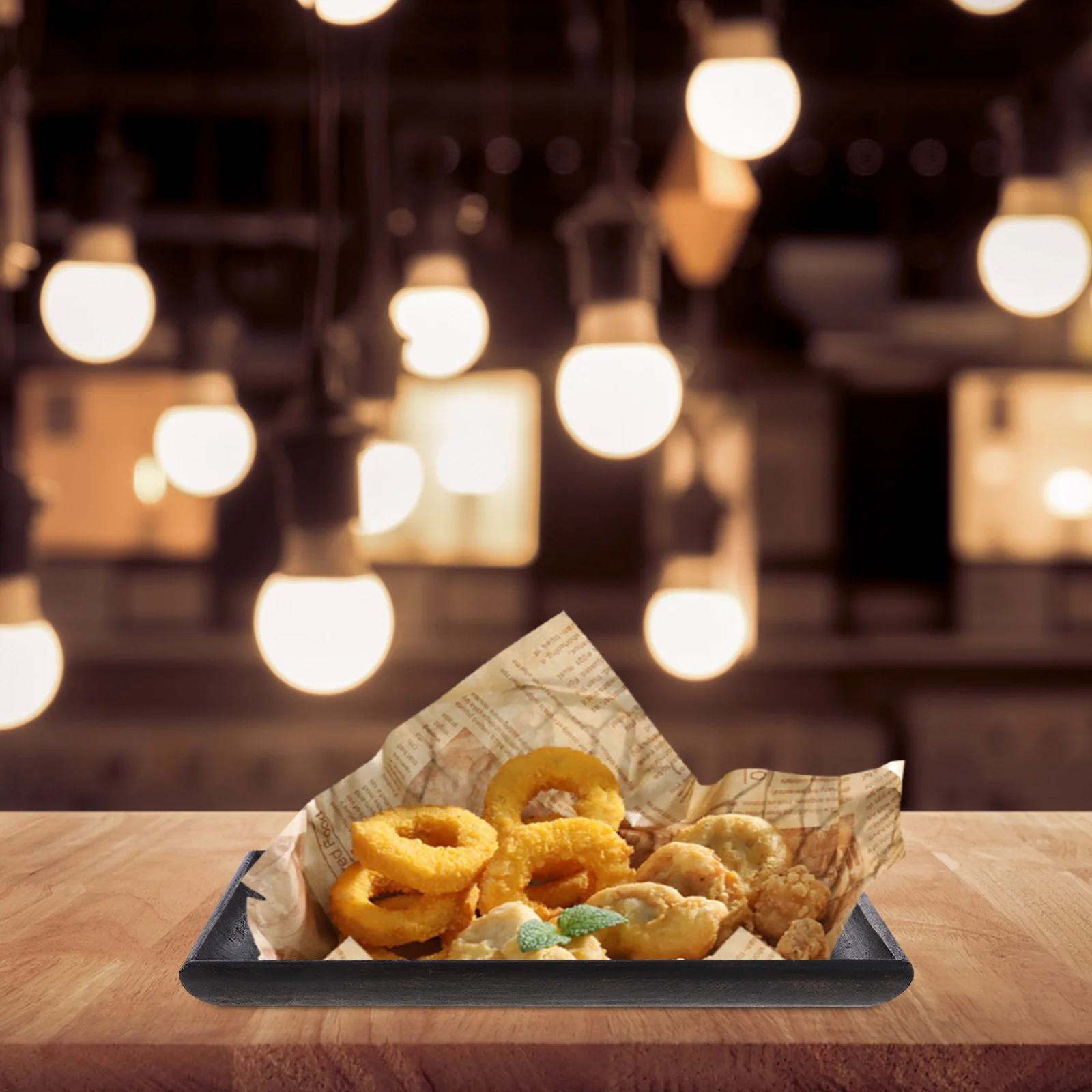 

Bamboo Tray Wood Vintage Design Heat Insulation Non-Slip Multi-Functional Serving Tray Home Restaurant Decor