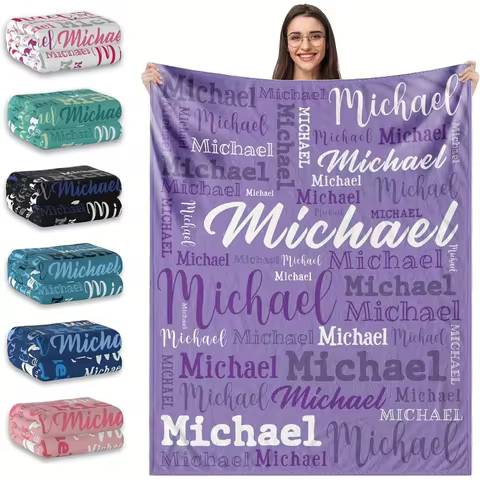 Personalized Name Blanket Custom Fleece Throw - Christmas Valentine's Gift for Her Him, Couples, Baby, Family Gift Idea 2026