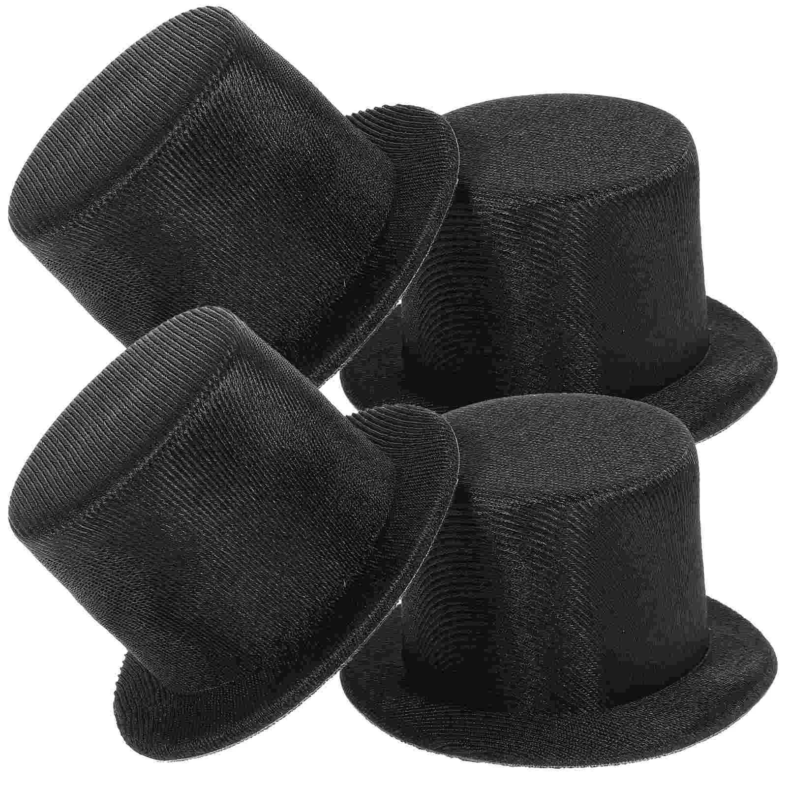 

4 Pcs Mini Hat Cylinder Hats for Crafts Christmas Cap Decor Cloth Top Decorative