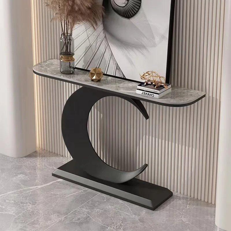 #Entrance Door Porch Facing Semicircle Italian Corridor Narrow Cabinet Decorative Ornaments Rock Table End View Home Furniture