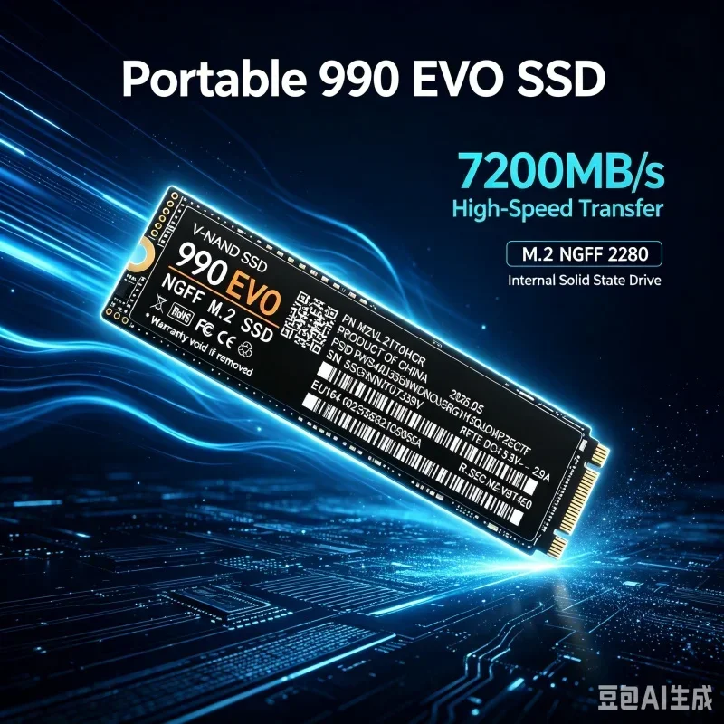 M.2 2280 NGFF 990EVO SSD 7200MB/s Internal Solid State Drive 1TB 2TB 4TB Reliable Storage for Laptop Desktop Gaming Computer