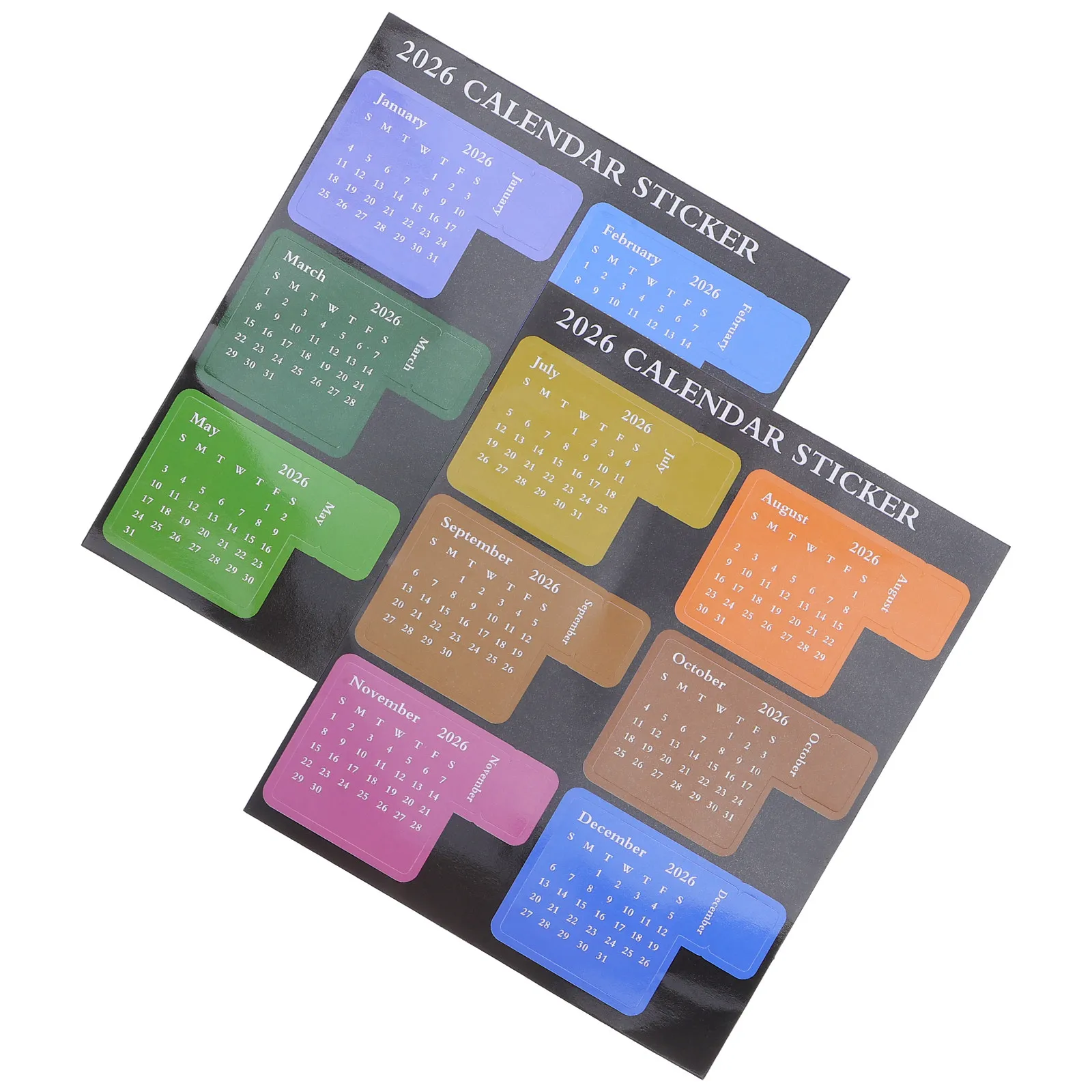 

Набор из 2026 ежемесячных стикеров-календарей с цветовой кодировкой, разделители для ежедневников, дневников, блокнотов, органайзеров и страниц для планирования