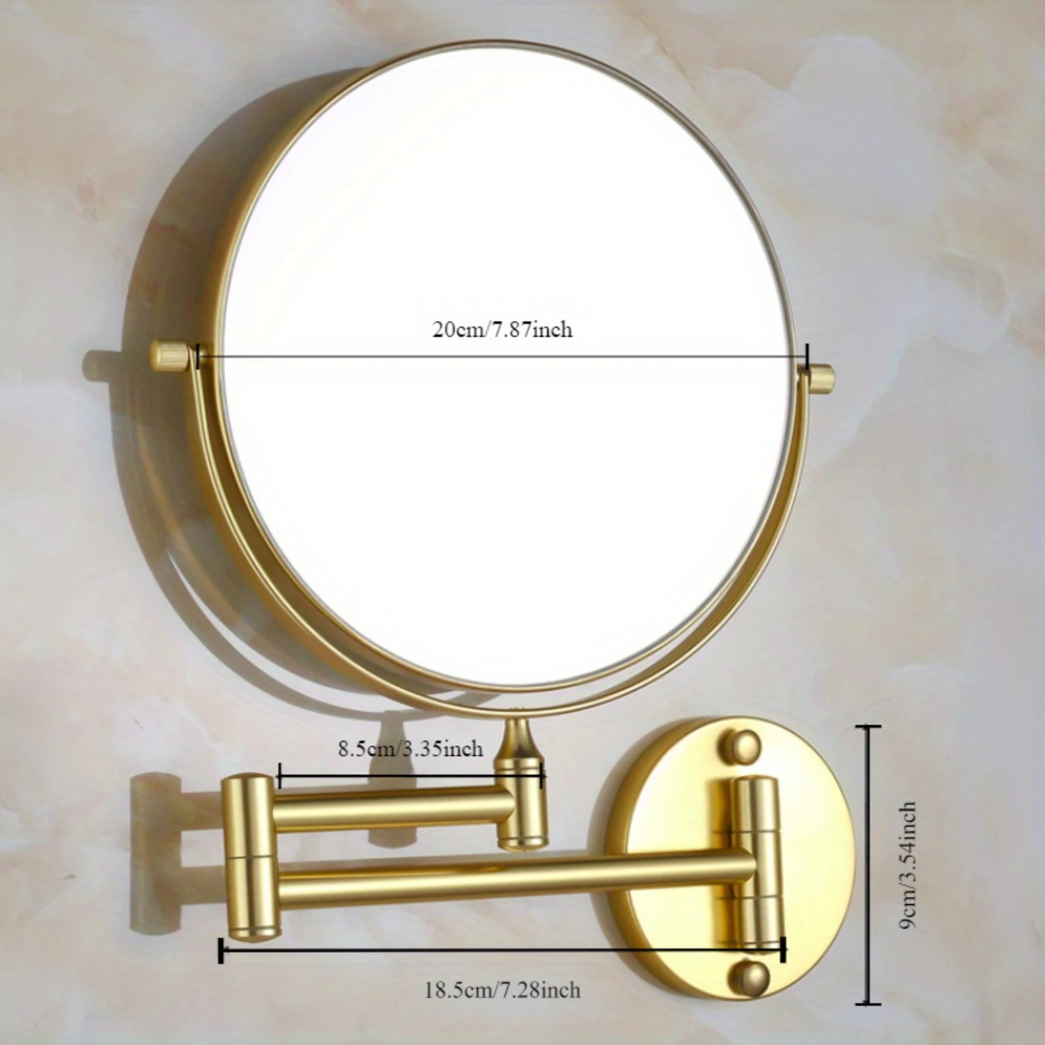 折りたたみデザインの拡張可能な壁掛け化粧鏡、バスルーム用のエレガントなバニティミラー、ドリル不要の取り付け、完璧なビーミラー