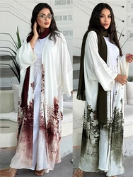 2024 estate Tie Dyeing colore aperto Kimono Abaya Dubai abito caftano musulmano abbigliamento islamico Abaya per le donne caftano Marocain Femme