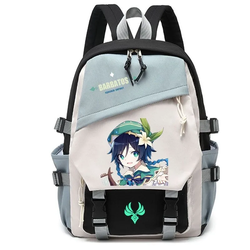 32×45×15cm Black Blue Green, Genshin Impact, Student Kids Teens School Bags, Large Capacity Mochilas Anime Backpacks Girls Boys