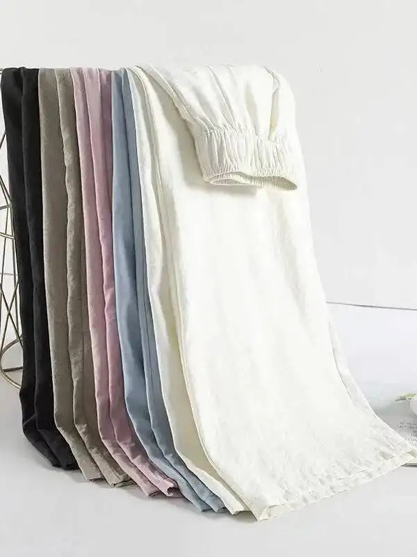 

Laid-Ba Texture Sensation Milk Foam High Waist Slimming Loose Casual Straight Leg Floor-Length Women's Pants