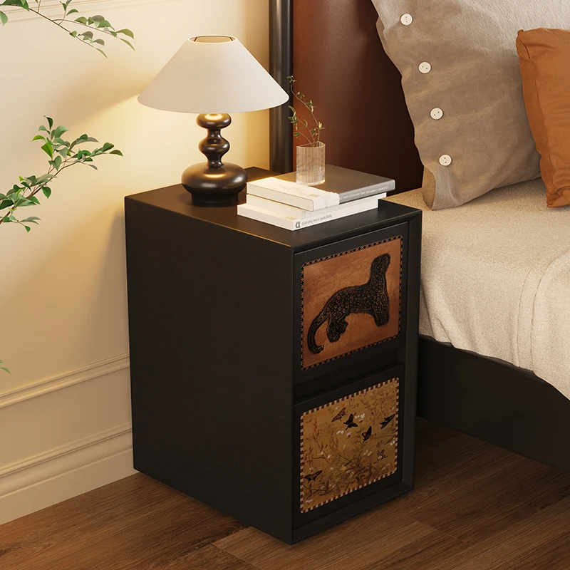 

Italiya Retro Nightstands Classic Thin Narrow Solid Wood Design Bedsides Table Space Saving Mesitas De Noche Home Furniture