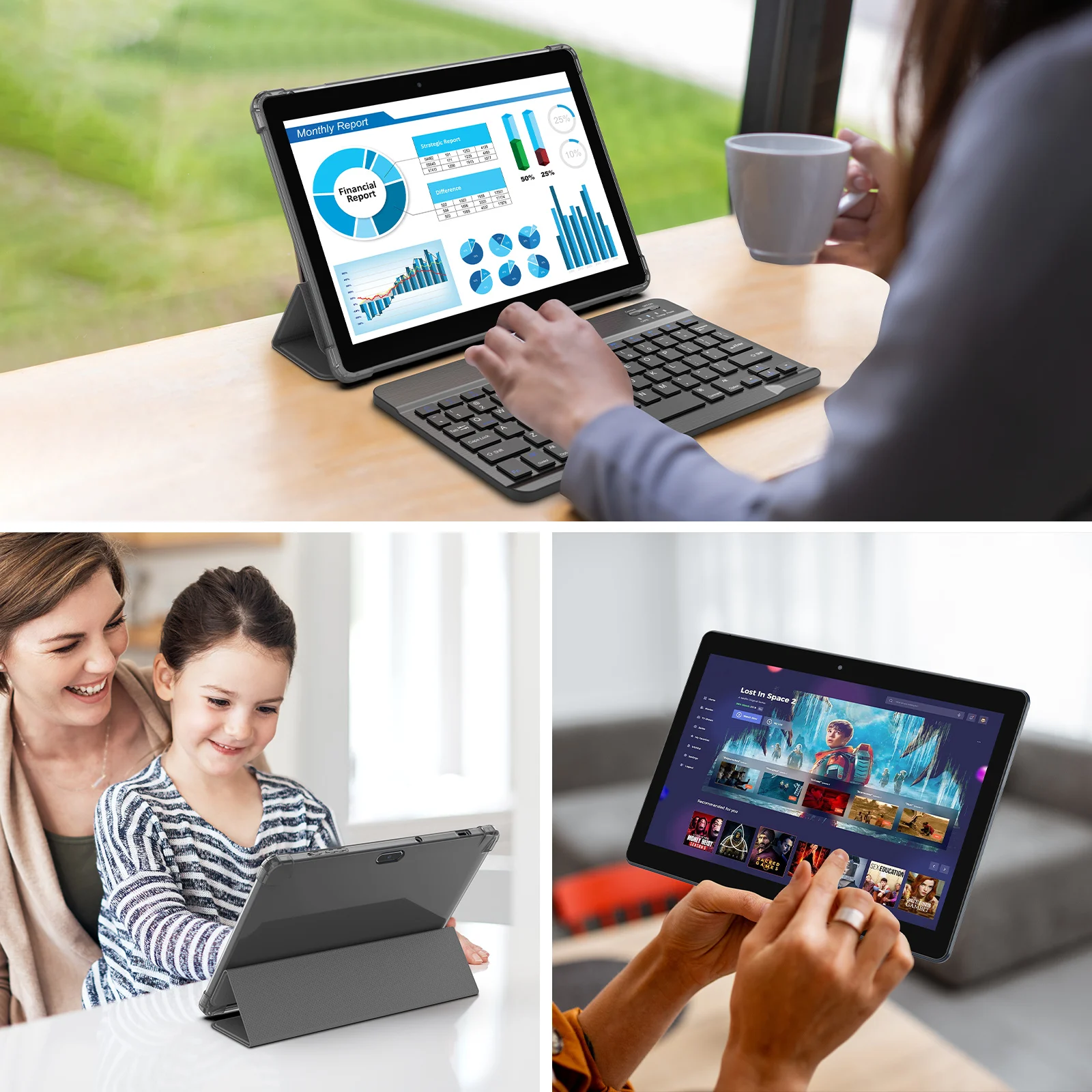 Tablet Android BAKEN de 10,1 polegadas, processador quad-core, 4 (2 + 2) GB + 64 GB, memória expansível de 1 TB (precisa ser adquirida separadamente), W
